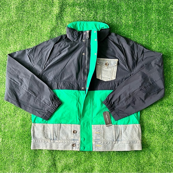 Nautica Reissue Colorblock J-Class US2 Denim-Mix Packable Hooded Jacket Mens L - Picture 7 of 13